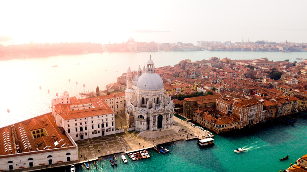 Overhead view of city of Venice