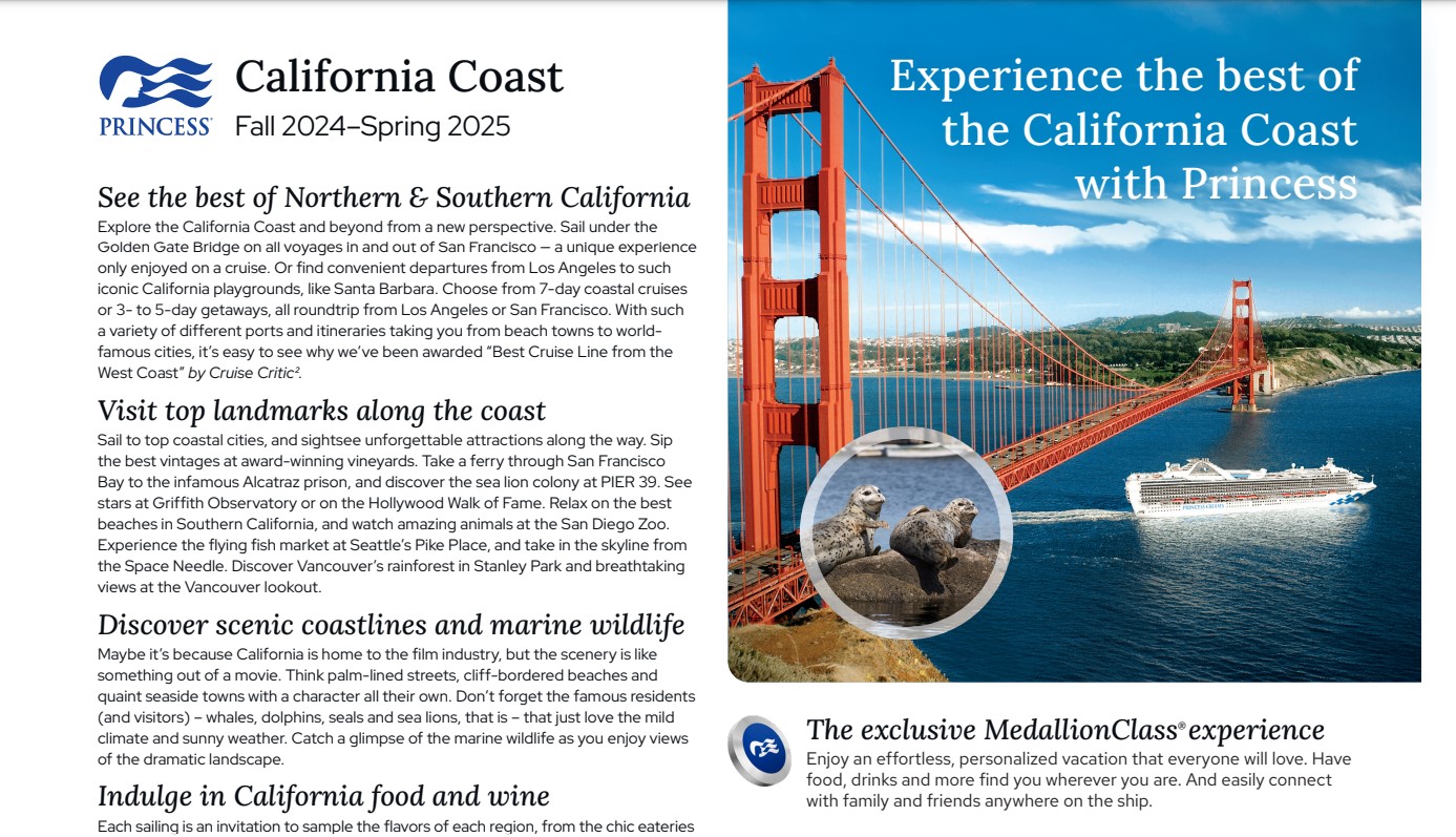Princess Cruises California Coast Online Canadian