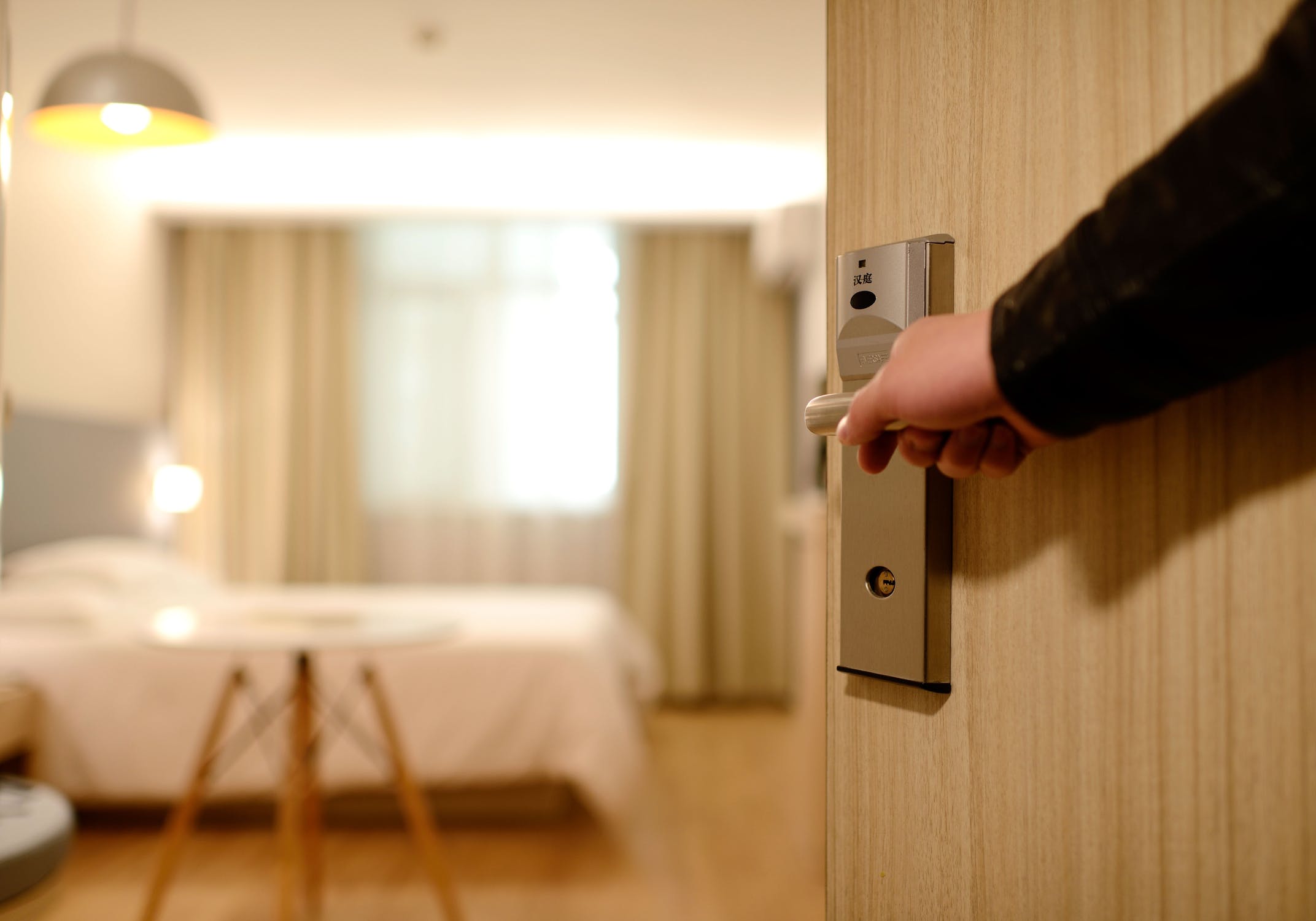Person entering a hotel room